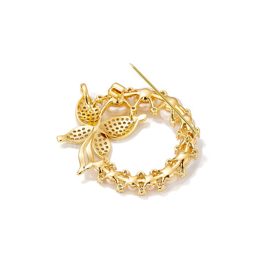 Qlady butterfly pearl brooch, high-end female brand corsage brooch, light luxury silk scarf buckle accessories, Mid-Autumn Festival birthday gift