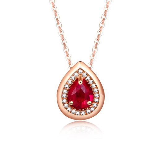 Tingliang 0.5 carat pigeon blood red ruby pendant 18K gold inlaid with diamond colored treasure necklace as a gift for your lover, single pendant in stock