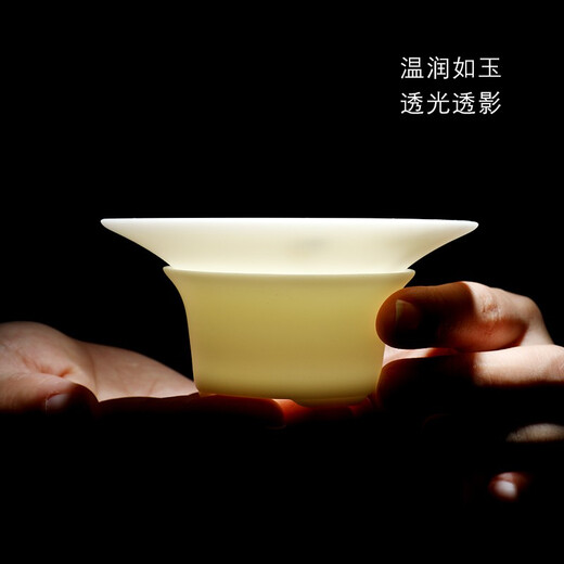 Miaolian Tianxiang mutton fat jade porcelain filter set Dehua white porcelain tea leakage tea filter Kungfu tea set accessories tea separator tea filter KT36-44A-2A filter Lanhe gift box packaging