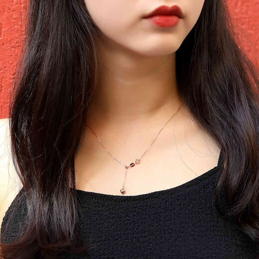 Mengjinyuan 18K gold necklace AU750 colored gold Chopard chain plain chain rose gold love O-shaped chain for your girlfriend, weighing about 1.30g46cmK red O-shaped chain