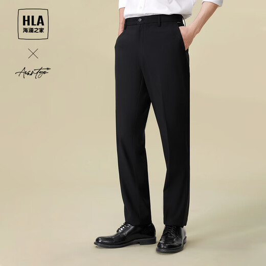 Heilan House (HLA) trousers for men, spring and autumn light business slim trousers, commuter trousers for men, black 25 L 175/84A recommended 66-71kg