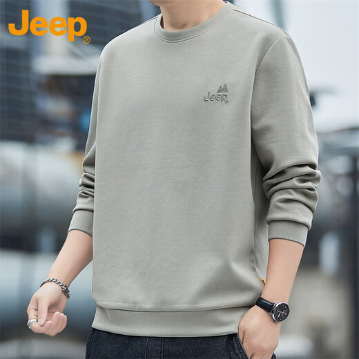 Jeep (JEEP) sweatshirt men's autumn and winter round neck long-sleeved T-shirt men's loose casual clothes men's camel XL