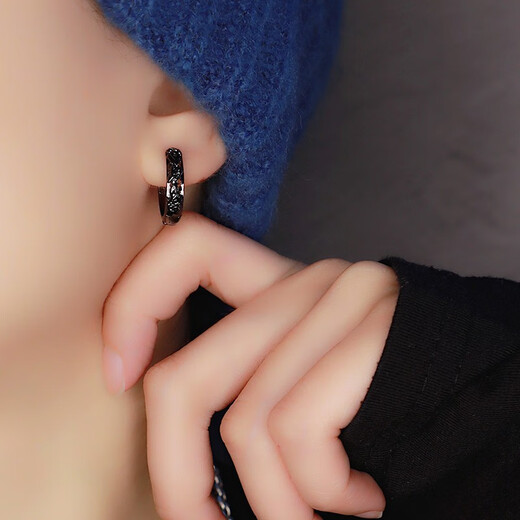 Free Talk Pixiu Earrings Men's National Fashion Chinese Style Student Earrings Single Women's Trendy Earrings Internet Celebrity Earrings A Pair for Your Boyfriend Silver Single