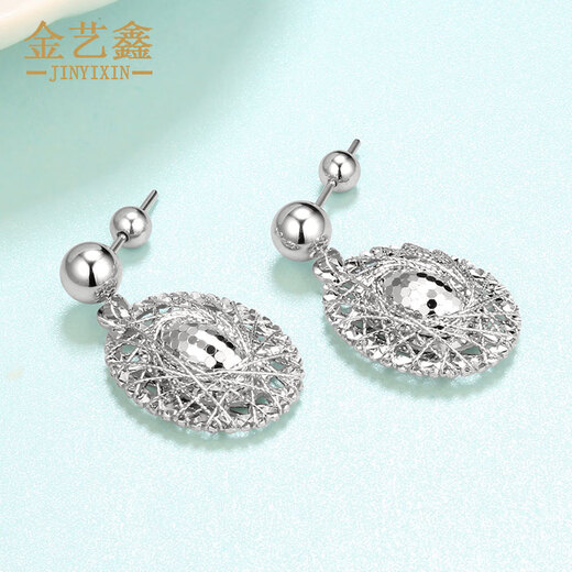 Jin Yixin platinum earrings pt950 genuine platinum earrings earrings earrings popular style platinum fashion pigeon egg earrings for women weighing about 12.5 grams a pair high about 30mm wide about 16mm