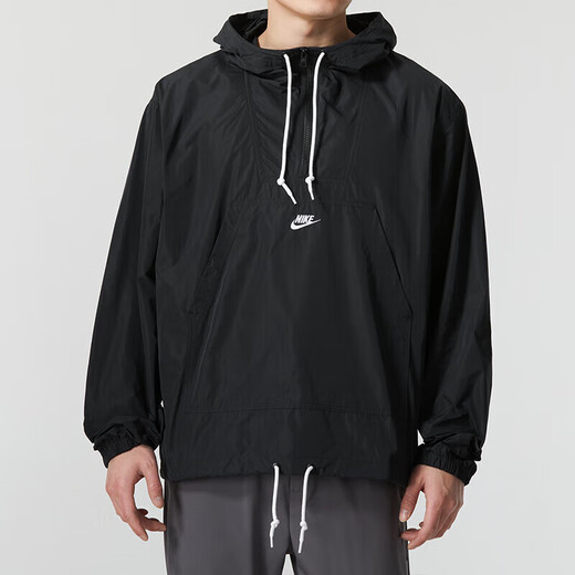 耐克（NIKE）男装2025秋新款梭织连帽半拉链卫衣运动休闲套头衫外套 FN3893-010黑色 L