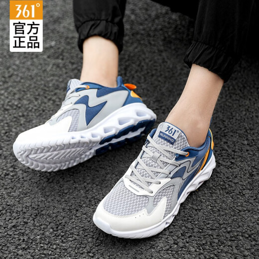 361 Degree Men's Shoes Sports Shoes Men's Running Shoes Spring and Summer Non-Slip Wear-Resistant Men's Casual Outdoor Travel Shoes for Men-2 Space Gray/Industrial Blue 42