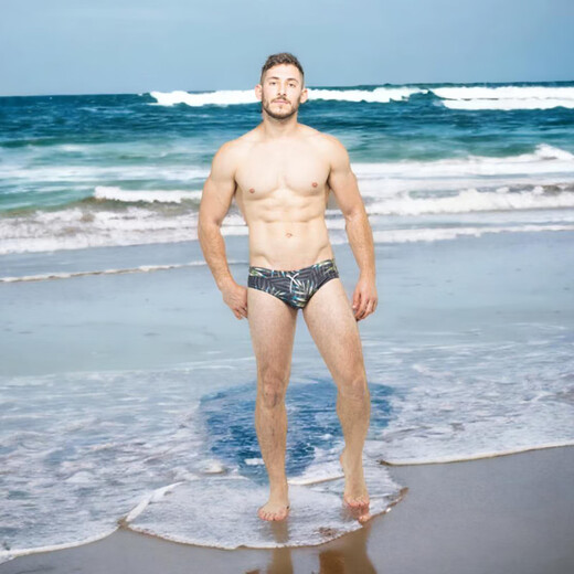 TADDLEE printed swimming trunks men's triangle low-waisted men's swimming trunks hot spring swimming trunks quick-drying sexy large size seaside resort swimwear dark gray XS 155-185cm 45-60kg