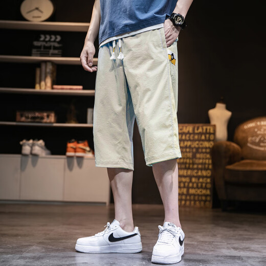 Crocodile shirt (CROCODILE) shorts men's summer trend sports fashion versatile men's casual three-quarter pants men's 9096 apricot XL