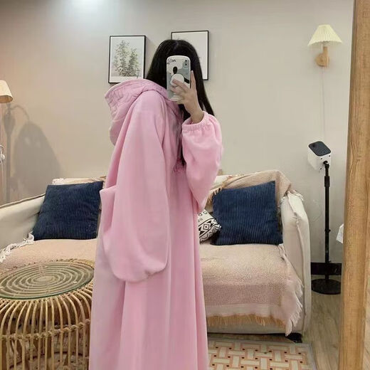 CEENIU Shuiyao daily rest pajamas and home clothes new autumn and winter oversized loose Japanese style plus velvet thickened hooded embroidery for men and women gray XL