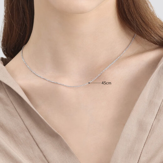 Chow Sang Sang 18k white gold versatile K gold color gold necklace plain gold clavicle chain women's model 04800N pricing 40 cm