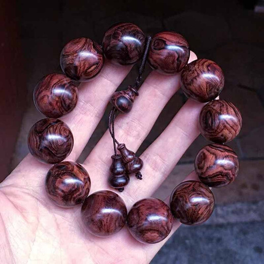 聚檀阁海南黄花梨紫油梨佛珠单圈2.0念珠手串盘玩水波瘤疤花乱纹降香 紫油梨手串