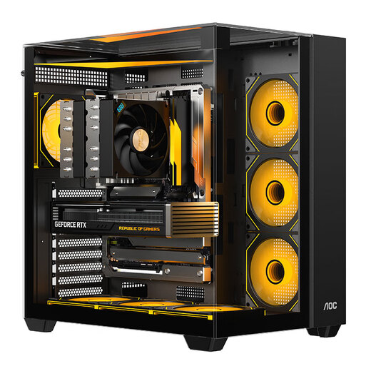 AOC星海CG409B黑色 游戏电脑海景房机箱 三面玻璃立体全景/快拆设计/支持ATX主板/360水冷位/穹顶灯条