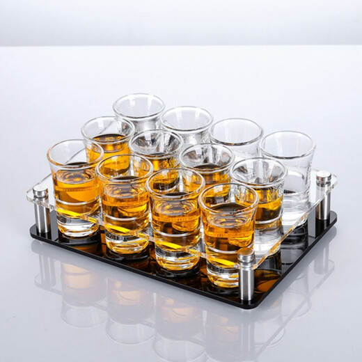 FEiNASi white wine glass set, crystal white wine dispenser, fair cup, graduated measuring cup, wine pourer, 15ML bullet cup*12+12 holes, acrylic cup holder