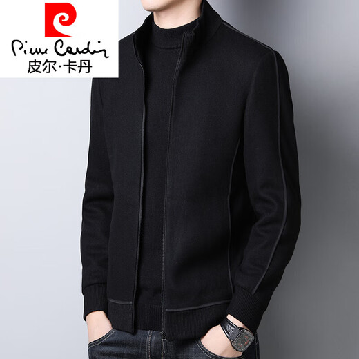 皮尔卡丹（pierre cardin）毛呢大衣男秋冬季呢子外套短款加厚羊毛立领夹克男装商务休闲上衣 9761黑色 170