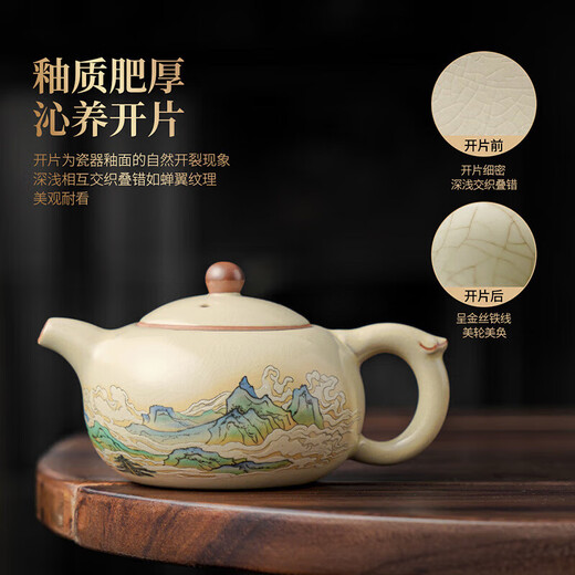 Qixuanyuan Huangru Kiln Qianli Jiangshan Xishi teapot light luxury high-end ceramic personal teapot Kung Fu tea set accessories