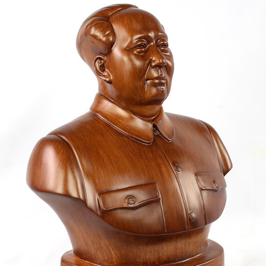 Kangjuru Chairman Mao Ornament Mao Zedong Sculpture Statue Full Body Half Body Living Room Study Office Decoration Resin Large Full Body Statue - Agarwood Color (48cm)