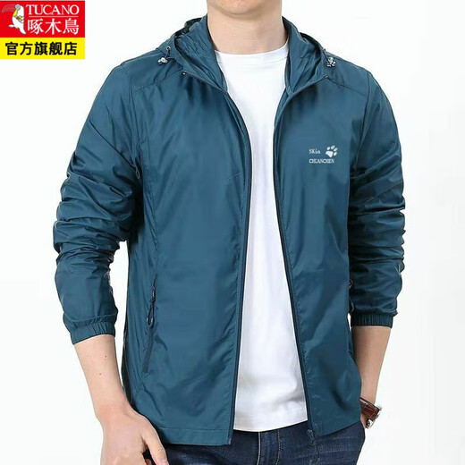 Woodpecker (TUCANO) sun protection clothing for men, summer thin coat, anti-UV, breathable and lightweight outdoor shirt, fishing thin anti-sun clothing, navy XL