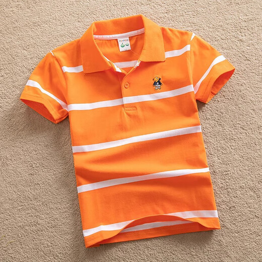 Kinderbekleidung Jungen Kurzarm-T-Shirt Kinder-Sommerkleidung 2024 neue mittlere und große Kinder halbärmeliges Revers gestreiftes POLO-Shirt-Oberteil 9214 Kurzarm 110