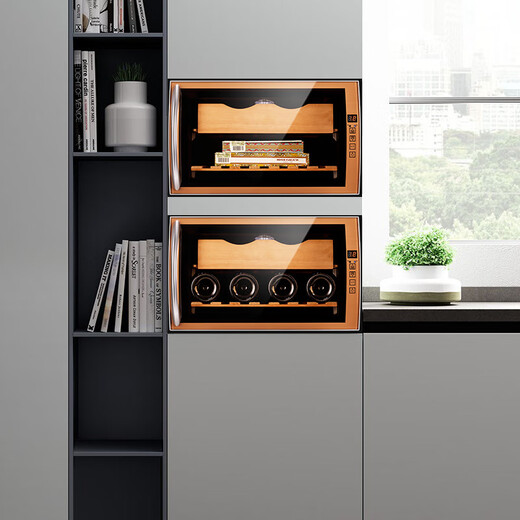 FUKE FK-25C intelligent constant temperature moisturizing cedar wood naked home living room household small cigar cabinet red wine cabinet golden cigar style