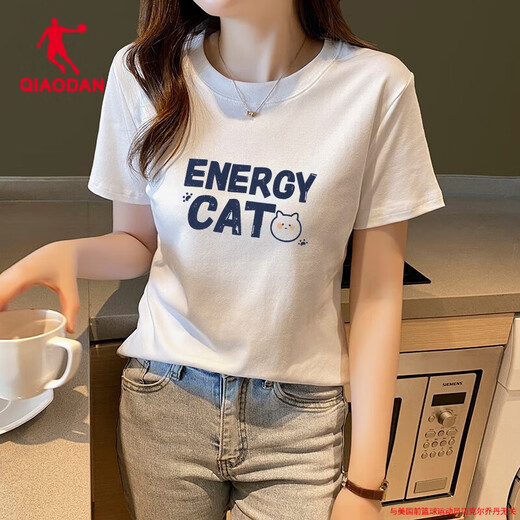 乔丹运动T恤短袖女士夏季新款宽松上衣服宽松大码休闲短袖半袖女装 1509R乔丹白 XL