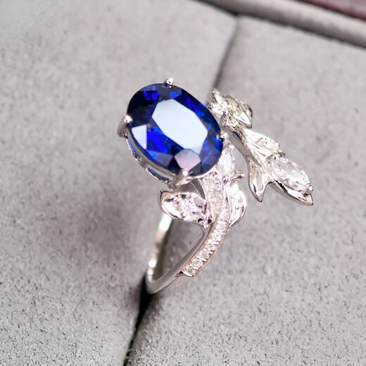 HEEKAIYI Sapphire Ring Female Royal Blue 18k Gold Diamond Ring Chinese Valentine's Day Birthday Gift for Wife and Girlfriend Selected 2.5 Carat/Royal Blue