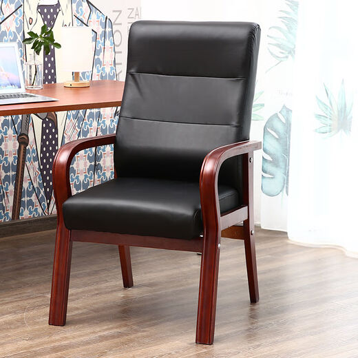 Wuhui leather chair, leather armrest, mahjong chair, cowhide computer chair, genuine leather office chair, study room, home chess and card room, conference room seat, thick cushion, high backrest, brown imitation cowhide