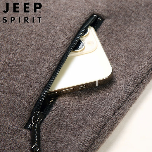 Jeep (Jeep) Collar de pie de pie de primavera y otoño Cardigan de lana pura para la chaqueta de mediana edad y jóvenes de mediana edad de los hombres versátiles versátiles de suéter casual cálido marrón claro 175/L [Adecuado para 135-150jin [Jin equivale a 0.5 kg]]]