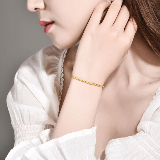 Jin Xiaoxiu Gold Bracelet Women's Football Gold Bundy Beads Bracelet 5g Transfer Beads Reese Scattered Beads Sparkling Chinese Valentine's Day Gift for Girlfriend 1g, 2mm Bundy Scattered Beads About 30 Pieces