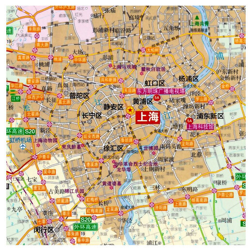 2025 New Shanghai Map, Shanghai Transportation and Tourism Map, Shanghai City Map, Bus and Subway Tourism Map, City Street Detailed Map