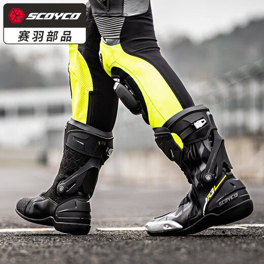 SCOYCO motorcycle riding shoes, anti-fall racing boots, wear-resistant, non-slip, breathable, protective motorcycle racing boots, men's and women's cycling shoes, MR003 Xuanwu Black 39