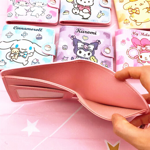 Tanbeiman Portefeuille pour Enfants Filles Dessin Animé Mignon Court Demi-plié Pu Souple Porte-Monnaie Étudiant Multifonction Porte-Monnaie Porte-Carte Rose KT Chat Portefeuille de Dessin animé pour Enfants