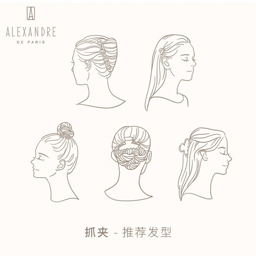 Alexander (ALEXANDRE DE PARIS) star's same style messenger large grab clip classic series shark clip high-end hair accessories birthday gift for women Y beige