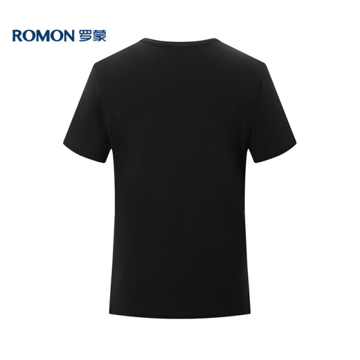 罗蒙（ROMON）短袖t恤男夏季休闲短袖男士冰丝感打底衫体恤男LM688 黑色 XL