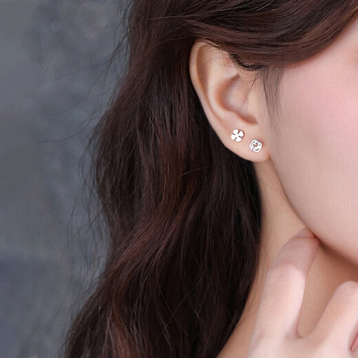 Dingjing 999 Pure Silver Earrings Women's One Week Earrings Gift Box Light Luxury High-end 2025 New Style Birthday Gift for Girlfriend One Week Earrings Gift Box Set of Seven Pairs-TL121