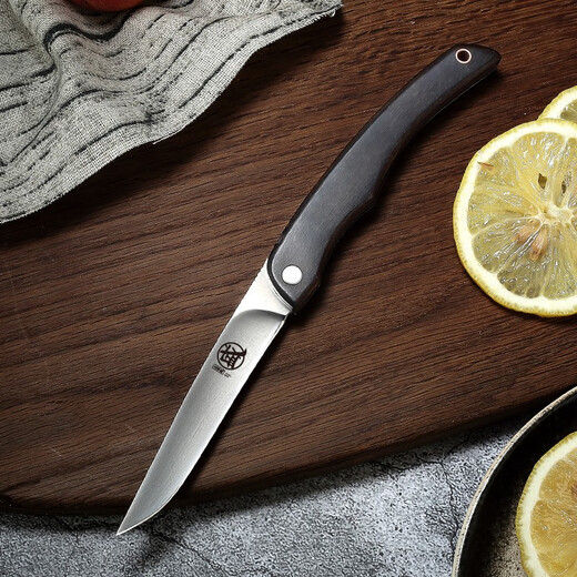 三本盛日本进口水果刀家用折叠小刀牛排刀多功能刀露营便携随身野餐刀具 日本爱知AUS8：知者·折叠水果刀