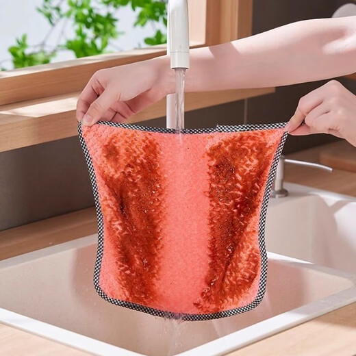 Kitchen rags absorb water and remove stains. Kitchen household dish towels, dish towels, household cleaning, hanging hand wipes, 5 pieces 30*30 random colors