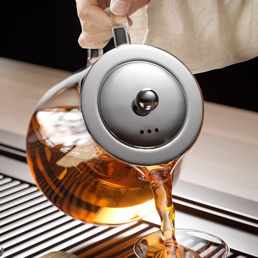 Uniban teapot glass tea set heat-resistant boiling water teapot with filter household thickened large capacity 450ML glass barrel straight teapot 1 piece