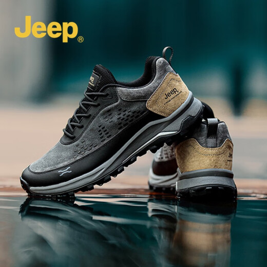 [Fleece optional] Jeep Jeep men's shoes casual shoes men's winter new thickened warm mountaineering sports cotton shoes non-slip soft bottom dad shoes men's black 44