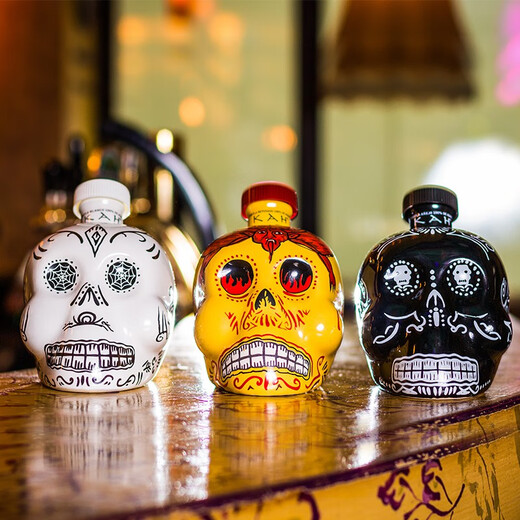 灵魂判官洋酒原装进口墨西哥龙舌兰酒灵魂判官KAH 骷髅头基酒烈酒彩绘瓶身 金龙舌兰酒 700mL 1瓶