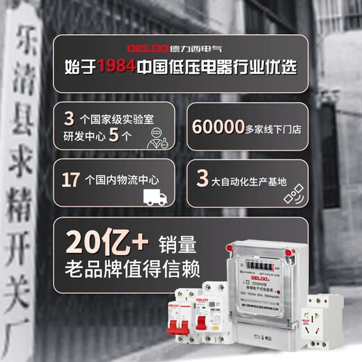 Delixi single-phase household transparent plastic meter box lock outdoor rental double-door electronic distribution box set box + meter + circuit breaker + leakage protection 40A (Navigator)