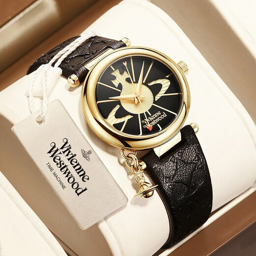 Vivienne Westwood Queen Mother Watch Women's Genuine Leather Girl Birthday Gift for Girlfriend Christmas Gift New Year's Eve VV006BKGD