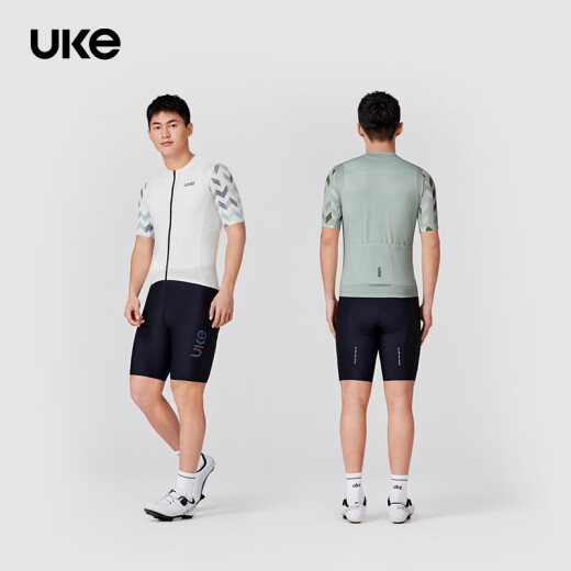 UKE men's short-sleeved cycling clothing, comfortable and non-retractable sportswear, quick-drying and sweat-wicking, simple and versatile cycling tops, diamond-shaped white travel XL