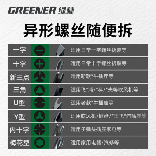 Green forest ratchet screwdriver set multi-functional household retractable dual-purpose short cross one-word triangular plum blossom heterosexual