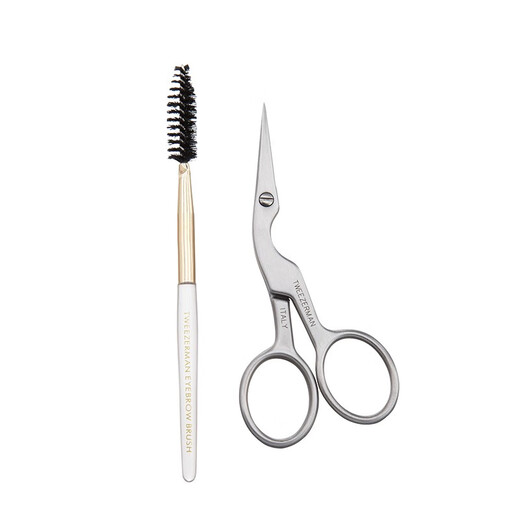 Tweezerman imported eyebrow trimming scissors and eyebrow trimming brush set stainless steel eyebrow trimming scissors and eyebrow trimming brush combination 2-piece set