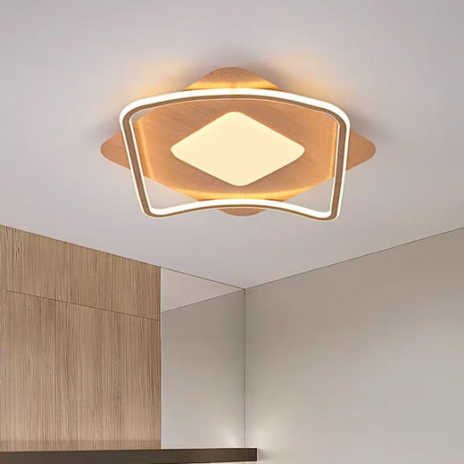 千帐灯新中式卧室书房木纹吸顶灯房间茶室中国风原木色阳台过道走廊灯具 【全光谱原木纹色】-圆40CM 节能LED白光