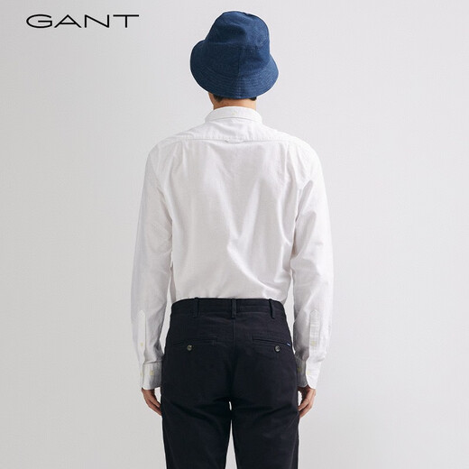 Gant / Gantt Spring Cotton Shirt Top Simple et polyvalent blanc Broide Logo Bouton Collier à manches longues Men 110 White L