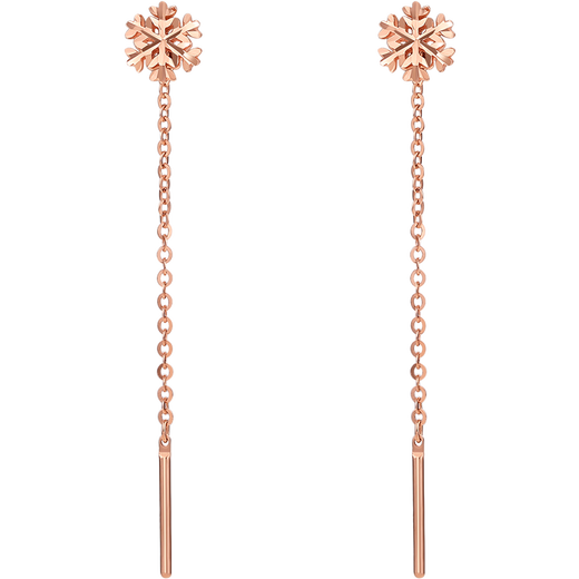 Saturday Fuhong 18K gold earrings snowflake rose gold earrings birthday gift for women C0911385 pair