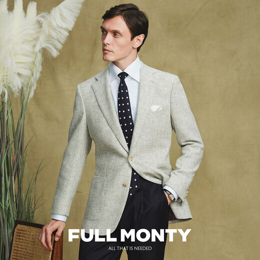 FULL MONTY autumn and winter imported fabrics men's light business formal suit jacket wool casual suit top single suit beige 6906 42