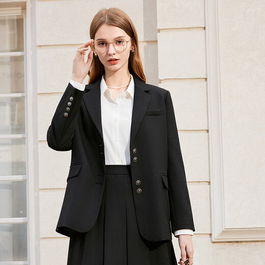 Betu women's spring new suit temperament small suit jacket college style commuter suit 2401T37 black S