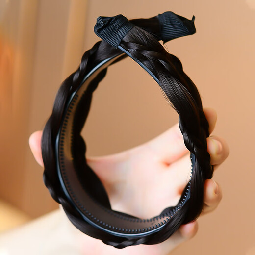 Zhuo Keke braided wig headband 2025 new wide-brimmed fishbone braided hair headband hairpin high skull cover white hair hair bundle black brown upgraded widened twist style